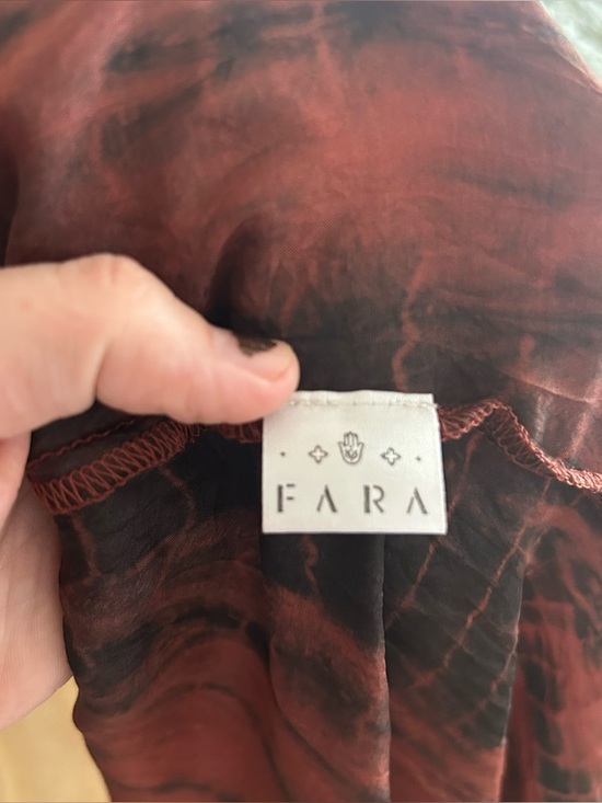 FARA Zen Silk High Low Dress Sz S/M red shibori tie dye beachy - Picture 9 of 11